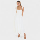 Maribel - Vestido Midi com decote quadrado - Ines Braga