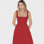 Maribel - Vestido Midi com decote quadrado - Ines Braga