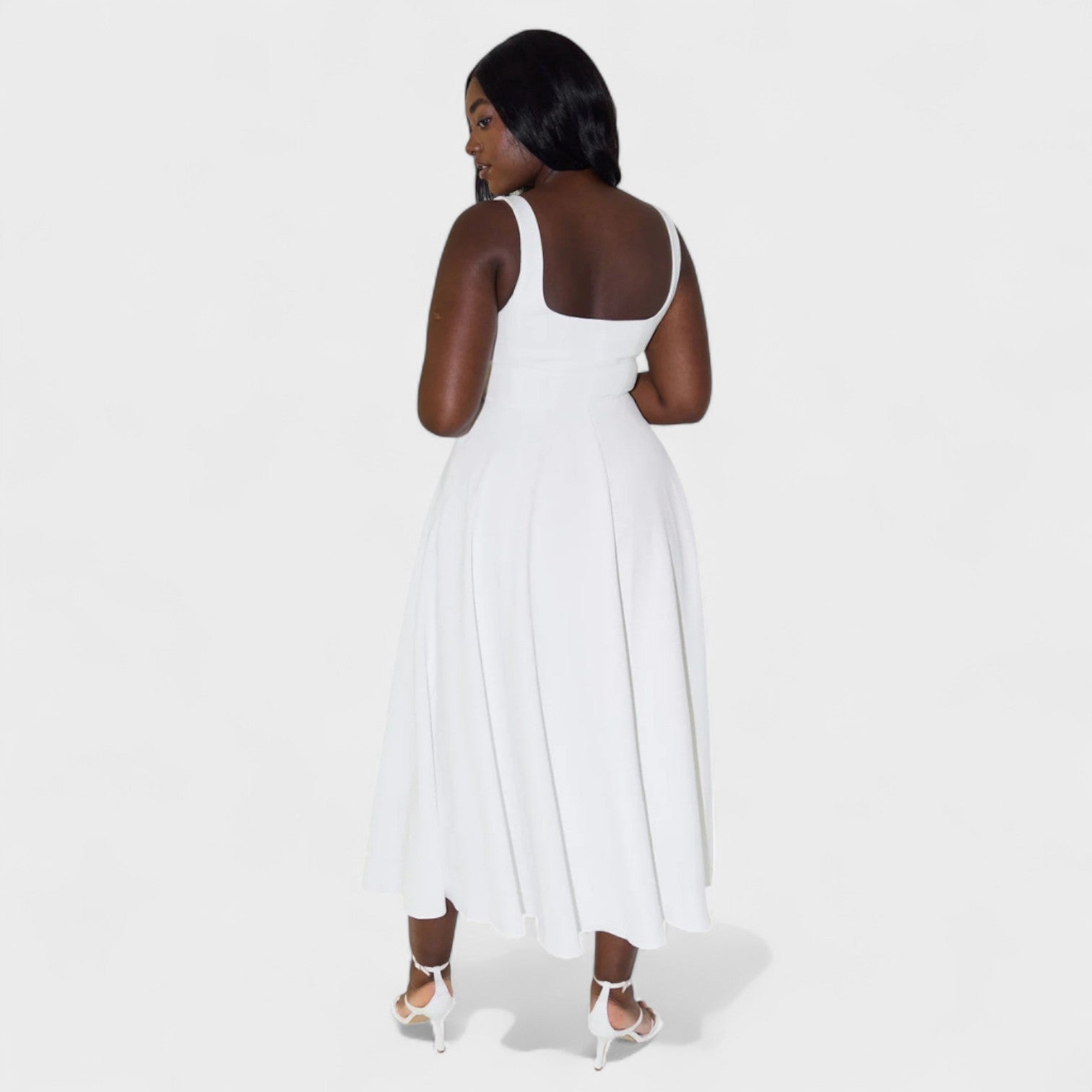 Maribel - Vestido Midi com decote quadrado - Ines Braga