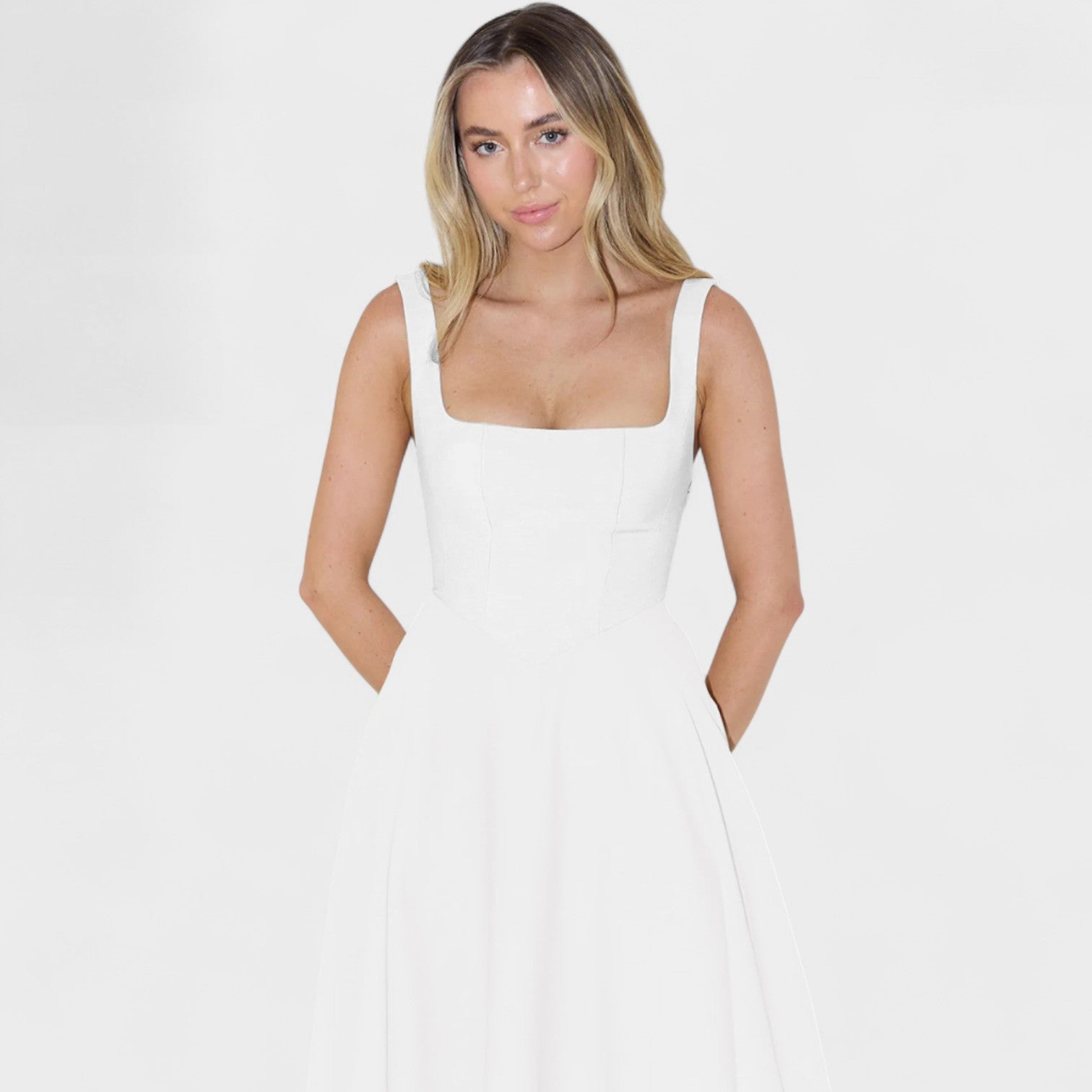 Maribel - Vestido Midi com decote quadrado - Ines Braga