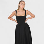 Maribel - Vestido Midi com decote quadrado - Ines Braga