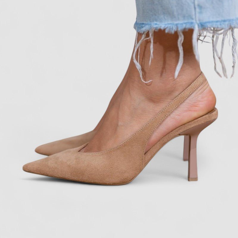 Marlena™ | Pumps slingback nude com um salto fino - Ines Braga