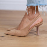 Marlena™ | Pumps slingback nude com um salto fino - Ines Braga