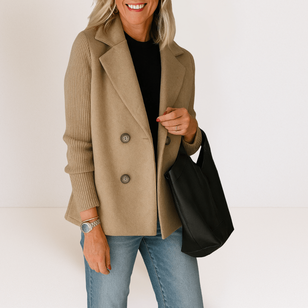 Marta™ | Casaco Elegante Com Mangas em Malha - Ines Braga