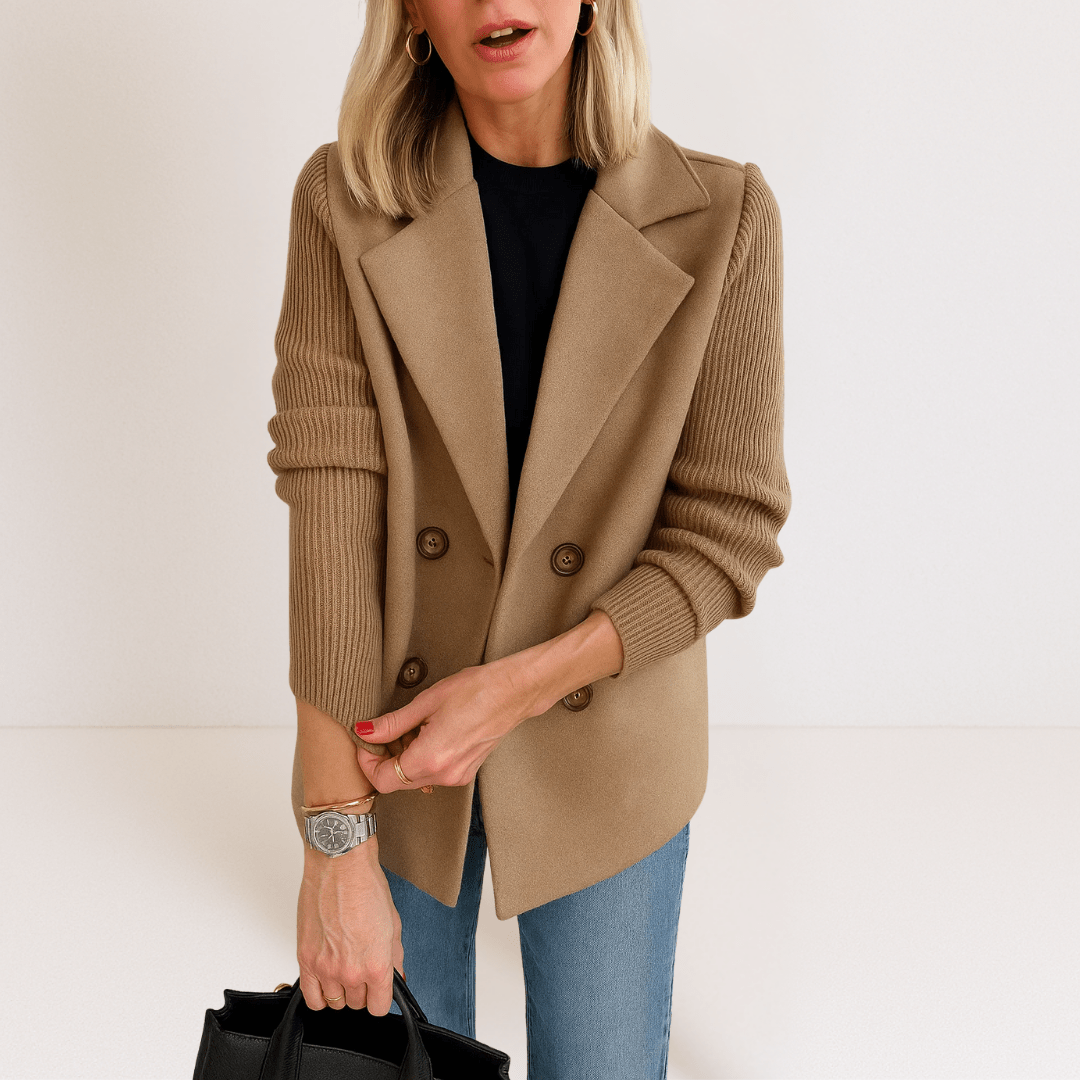 Marta™ | Casaco Elegante Com Mangas em Malha - Ines Braga