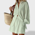 Maud | Conjunto de camisa e shorts de linho chique - Ines Braga