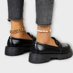 Mocassins Femininos com Design Ortopédico e Saltos em Cetim - Ines Braga