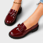 Mocassins Femininos Pretos em Verniz com Laço - Ines Braga