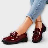 Mocassins Femininos Pretos em Verniz com Laço - Ines Braga