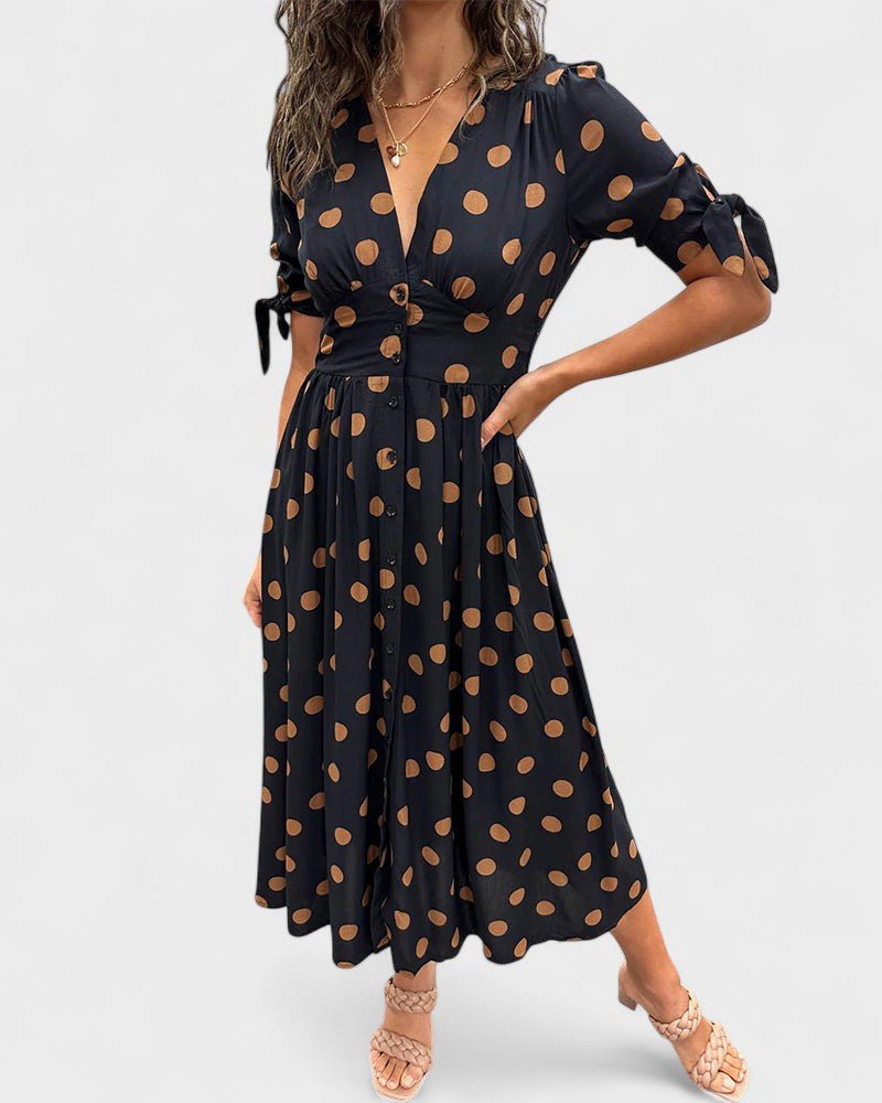 Monica™ | Vestido Elegante de Bolinhas - Ines Braga