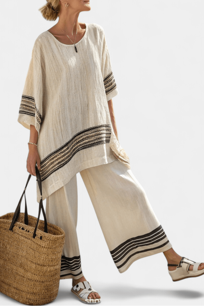 Noémia | Conjunto Elegante De Linho Bambu Daisy Confortável - Ines Braga