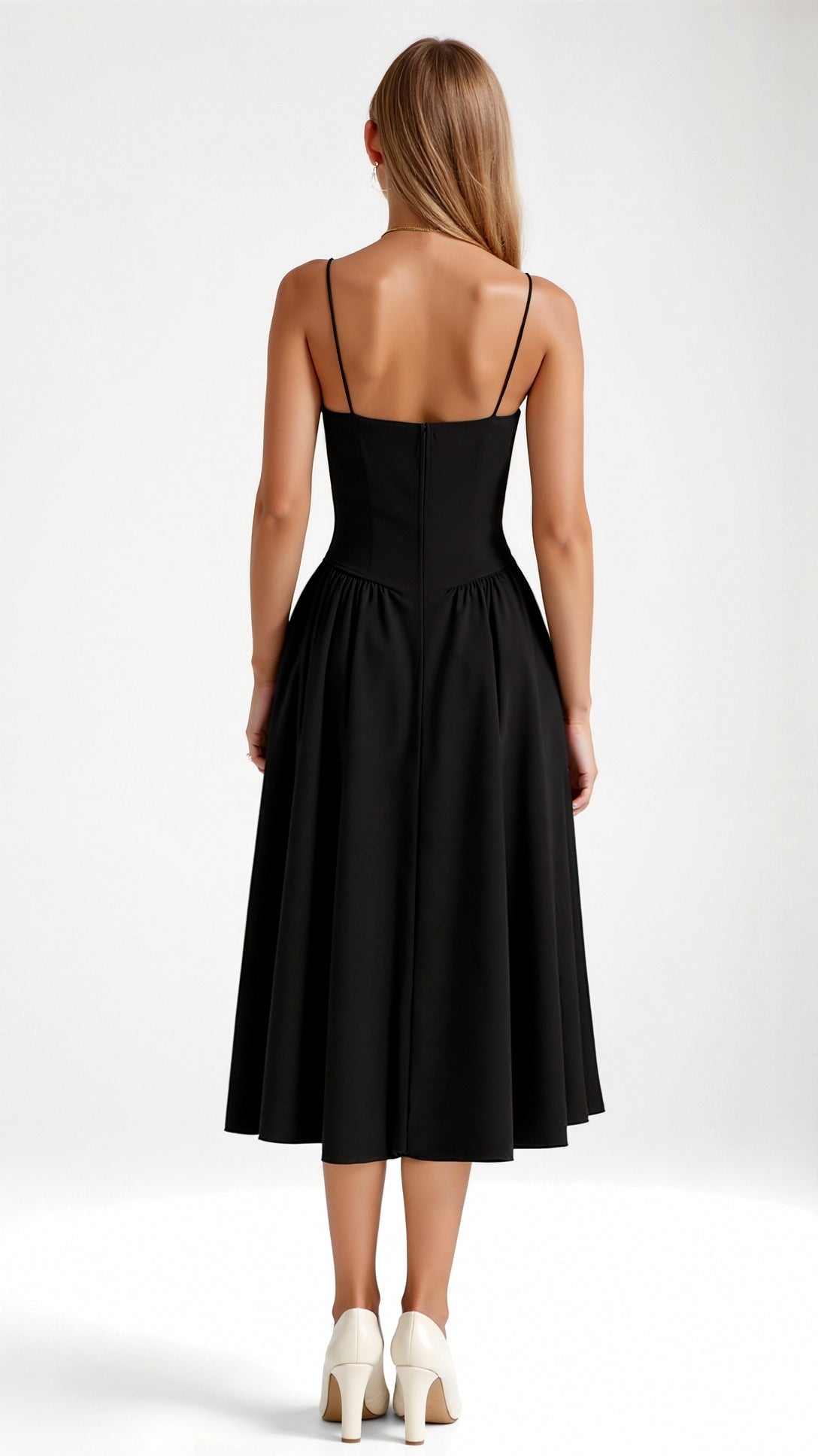 Odette Élégance | Vestido midi com corpete estruturado - Ines Braga