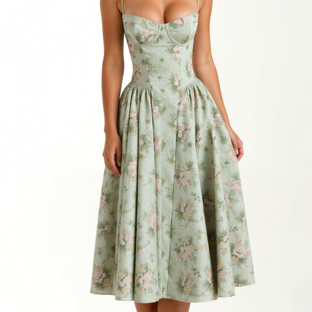 Odette Élégance | Vestido midi com corpete estruturado - Ines Braga