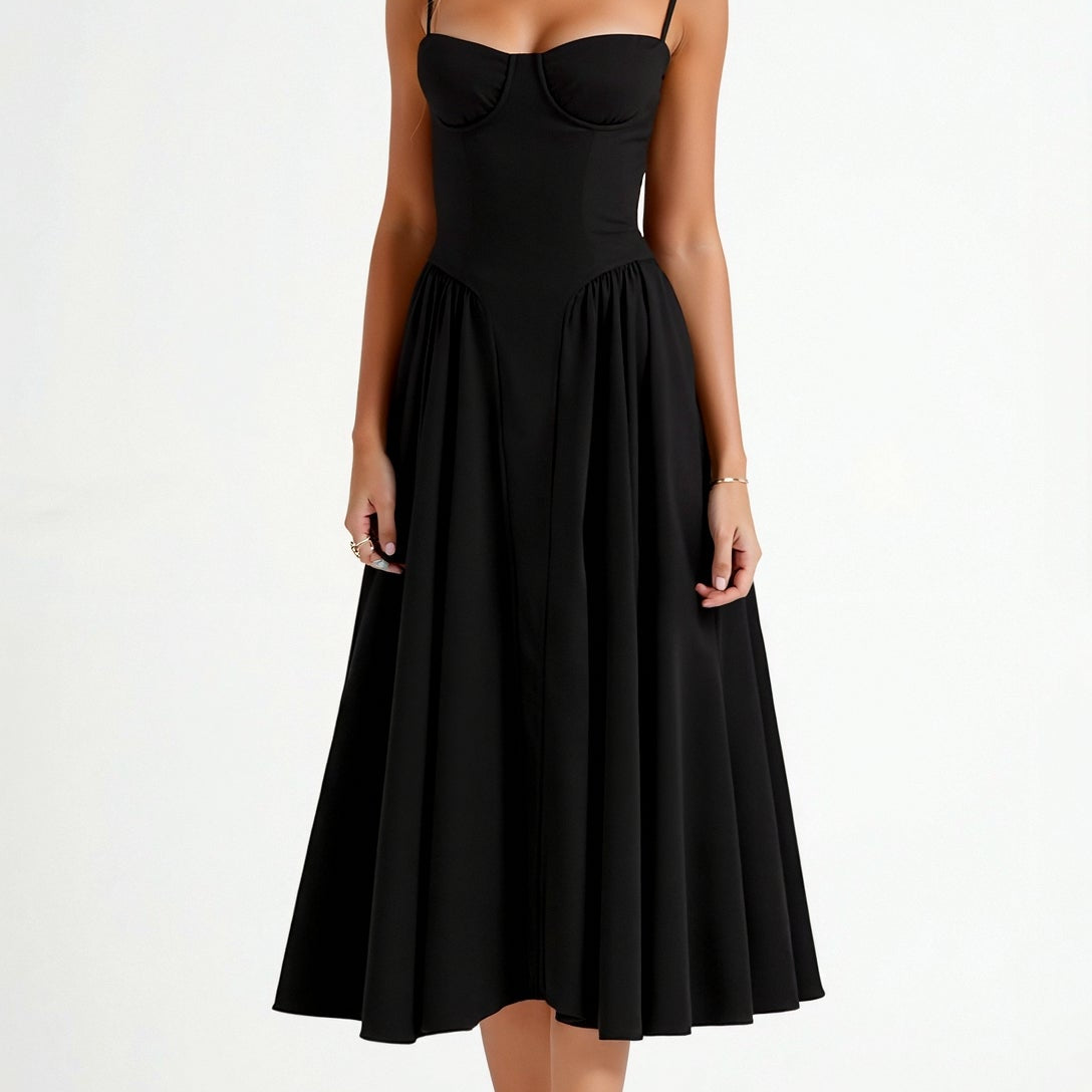 Odette Élégance | Vestido midi com corpete estruturado - Ines Braga
