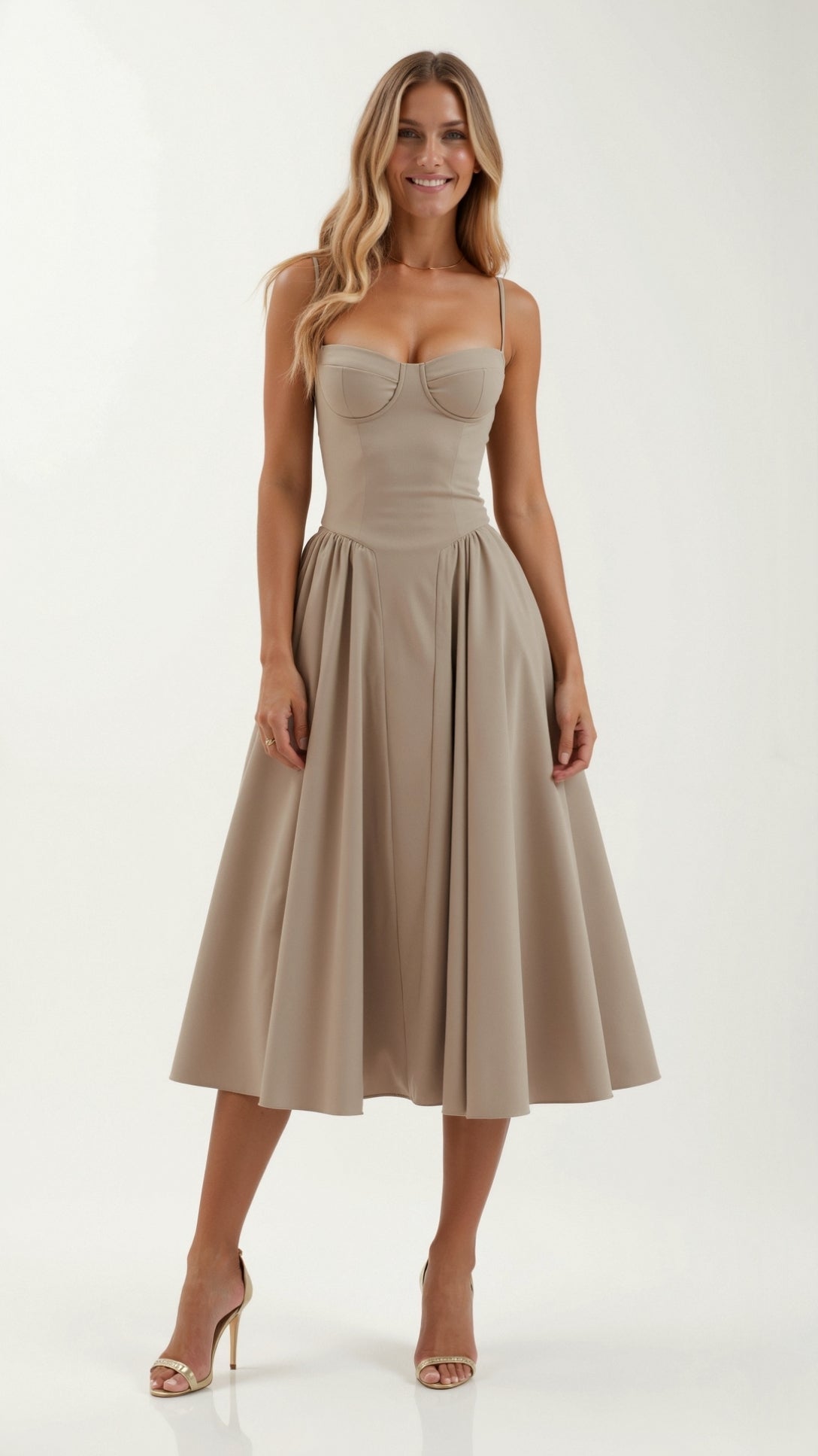 Odette Élégance | Vestido midi com corpete estruturado - Ines Braga