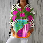 Odile | Blusa Estampa Vaso Floral Audaciosa e Versátil - Ines Braga