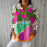 Odile | Blusa Estampa Vaso Floral Audaciosa e Versátil - Ines Braga