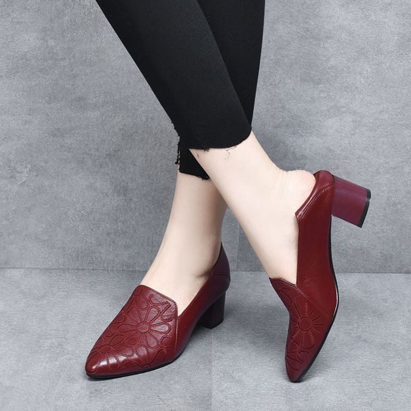 Olene | Sapatos de Salto em Pele Vegan com Bordado Suave - Ines Braga