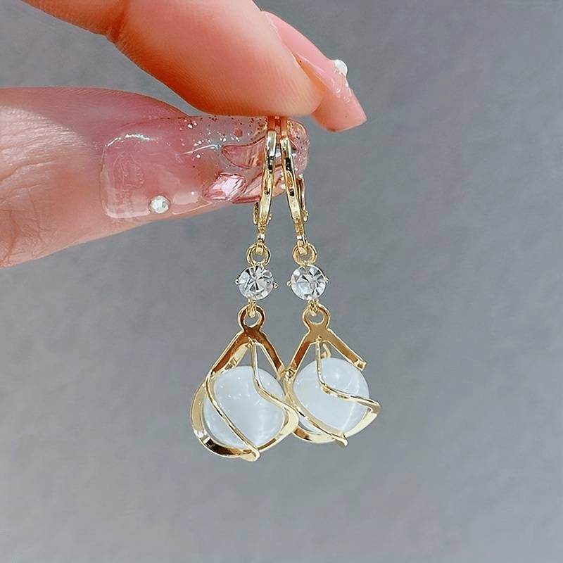 Opaça Lumina | Brincos Ouro Opala Branco - Ines Braga