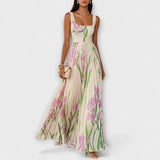 Penelope™ | Vestido Maxi em Chiffon com Flores Dobradas - Ines Braga