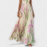 Penelope™ | Vestido Maxi em Chiffon com Flores Dobradas - Ines Braga