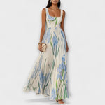 Penelope™ | Vestido Maxi em Chiffon com Flores Dobradas - Ines Braga