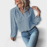 Relaxiva - Blusa com Padrão e Mangas Elegantes - Ines Braga