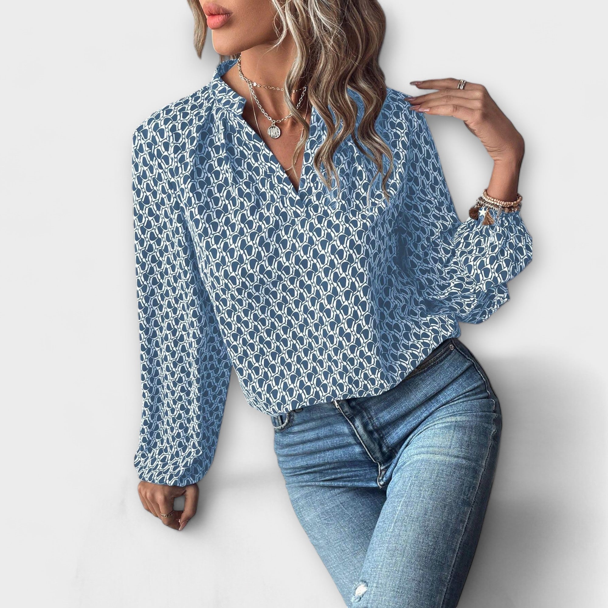 Relaxiva - Blusa com Padrão e Mangas Elegantes - Ines Braga