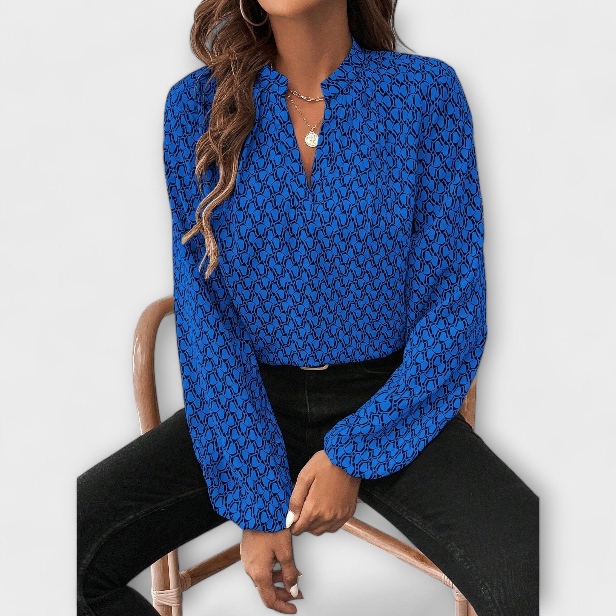 Relaxiva - Blusa com Padrão e Mangas Elegantes - Ines Braga