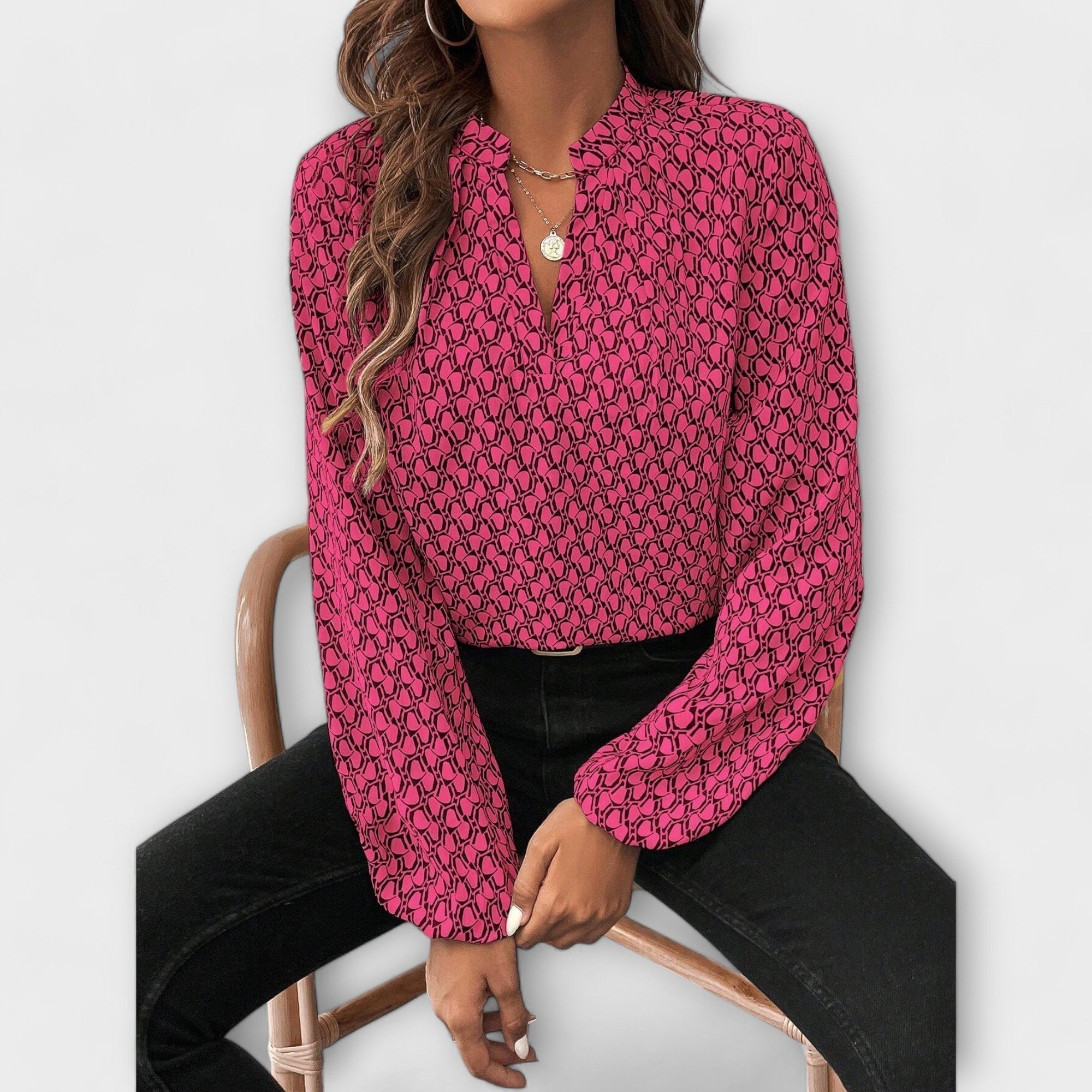 Relaxiva - Blusa com Padrão e Mangas Elegantes - Ines Braga