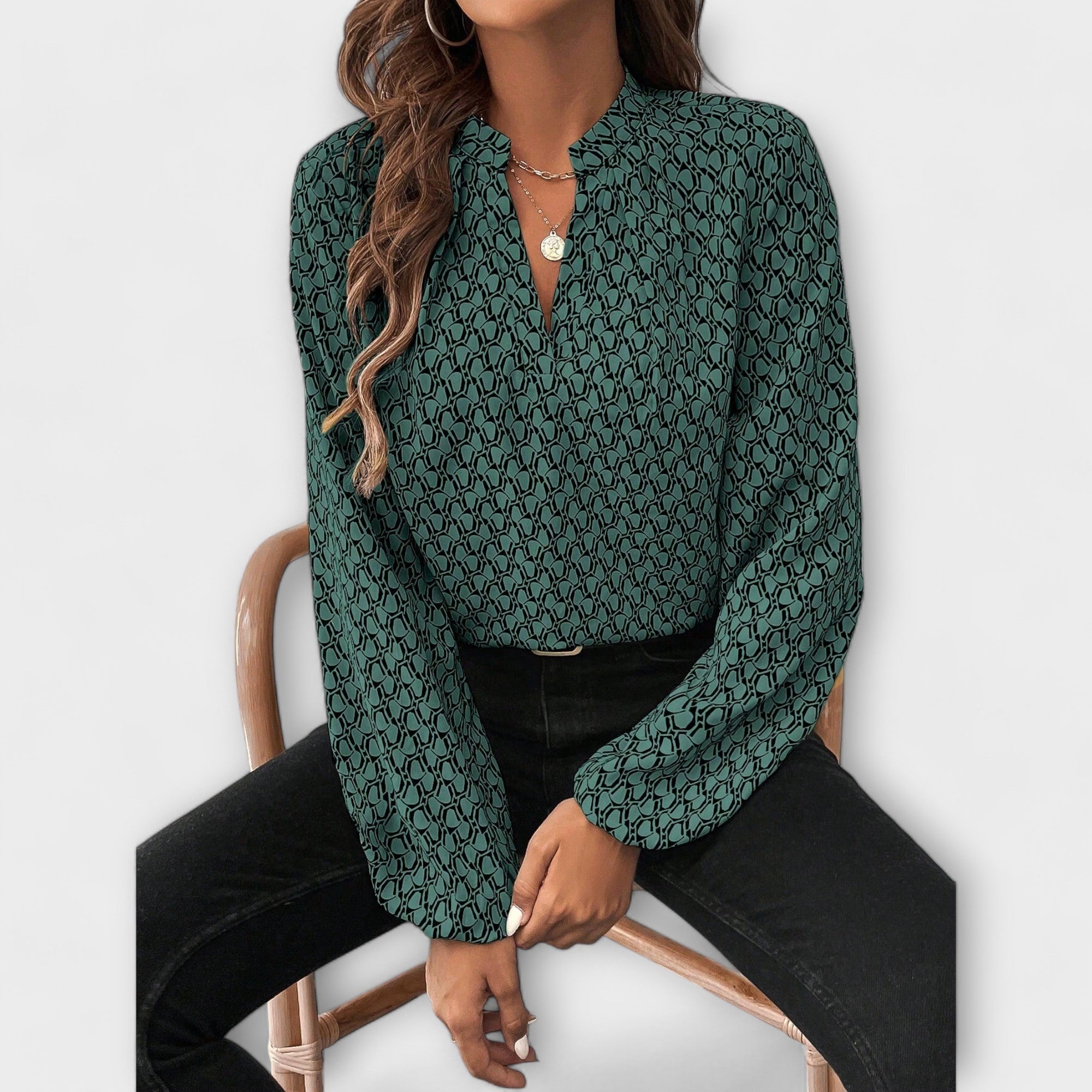 Relaxiva - Blusa com Padrão e Mangas Elegantes - Ines Braga