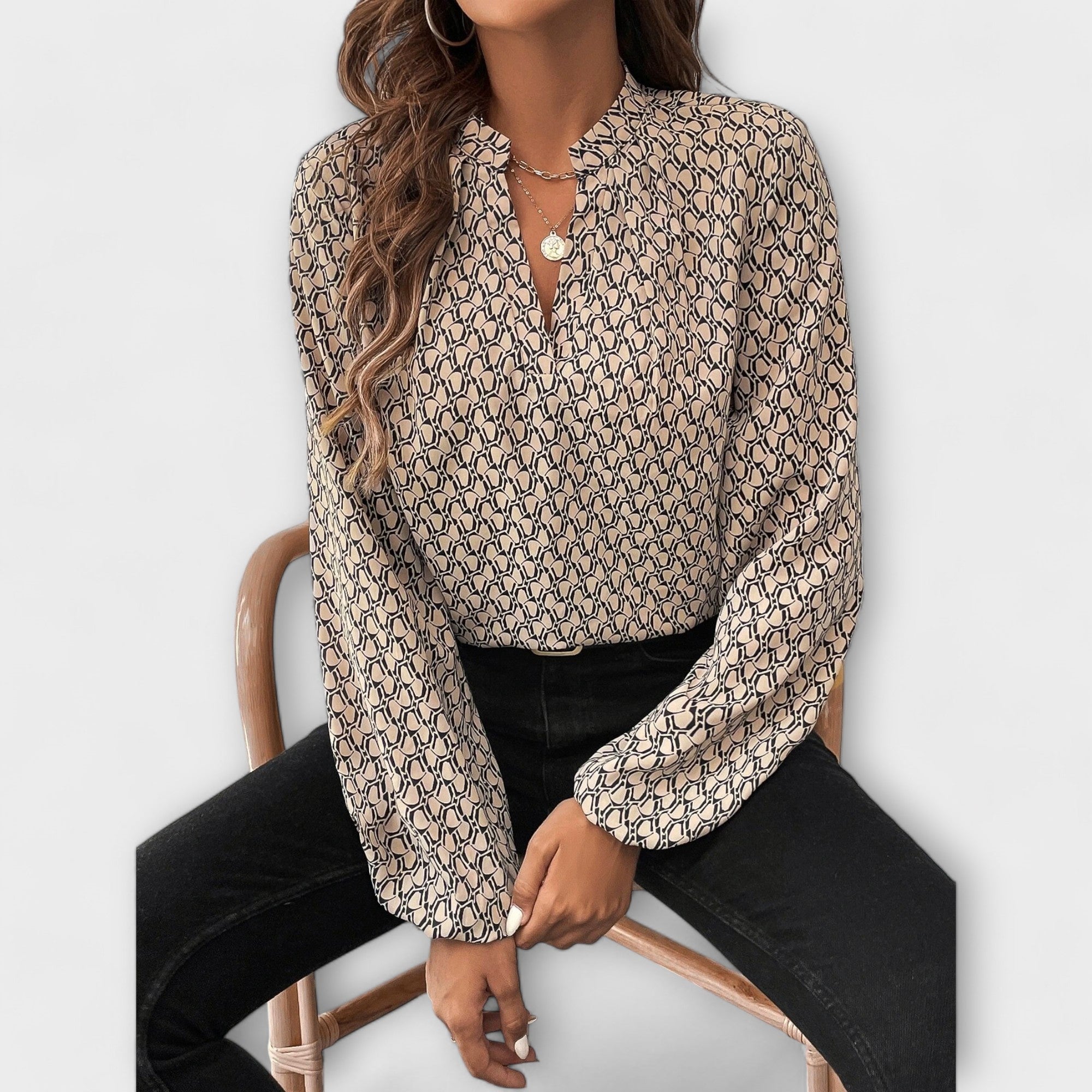 Relaxiva - Blusa com Padrão e Mangas Elegantes - Ines Braga