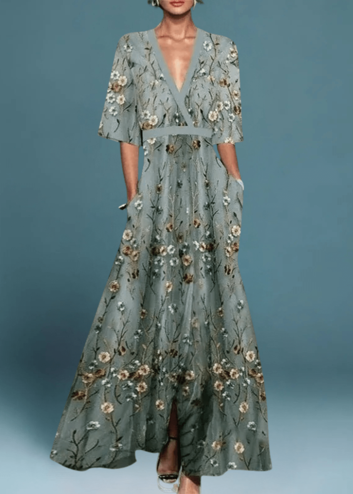 Romi - Vestido maxi floral elegante - Ines Braga