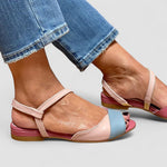 Roselina | Asymmetrische rosa Sandalen im Color - Block - Stil - Ines Braga