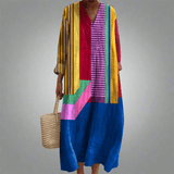 Rute™ | Vestido maxi leve com design em blocos de cor - Ines Braga