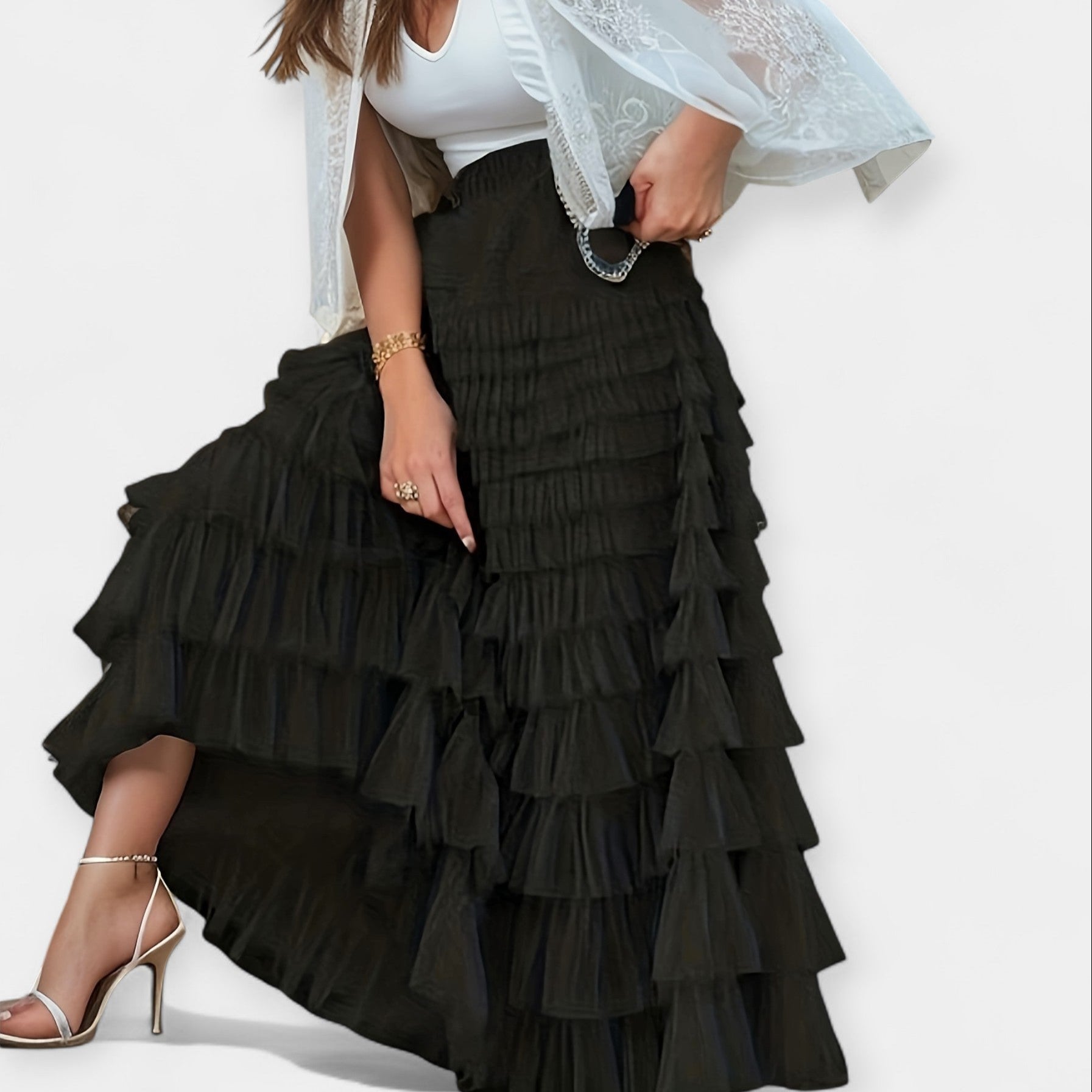 Saia Elegante com Detalhe Decorativo em Tule - Ines Braga