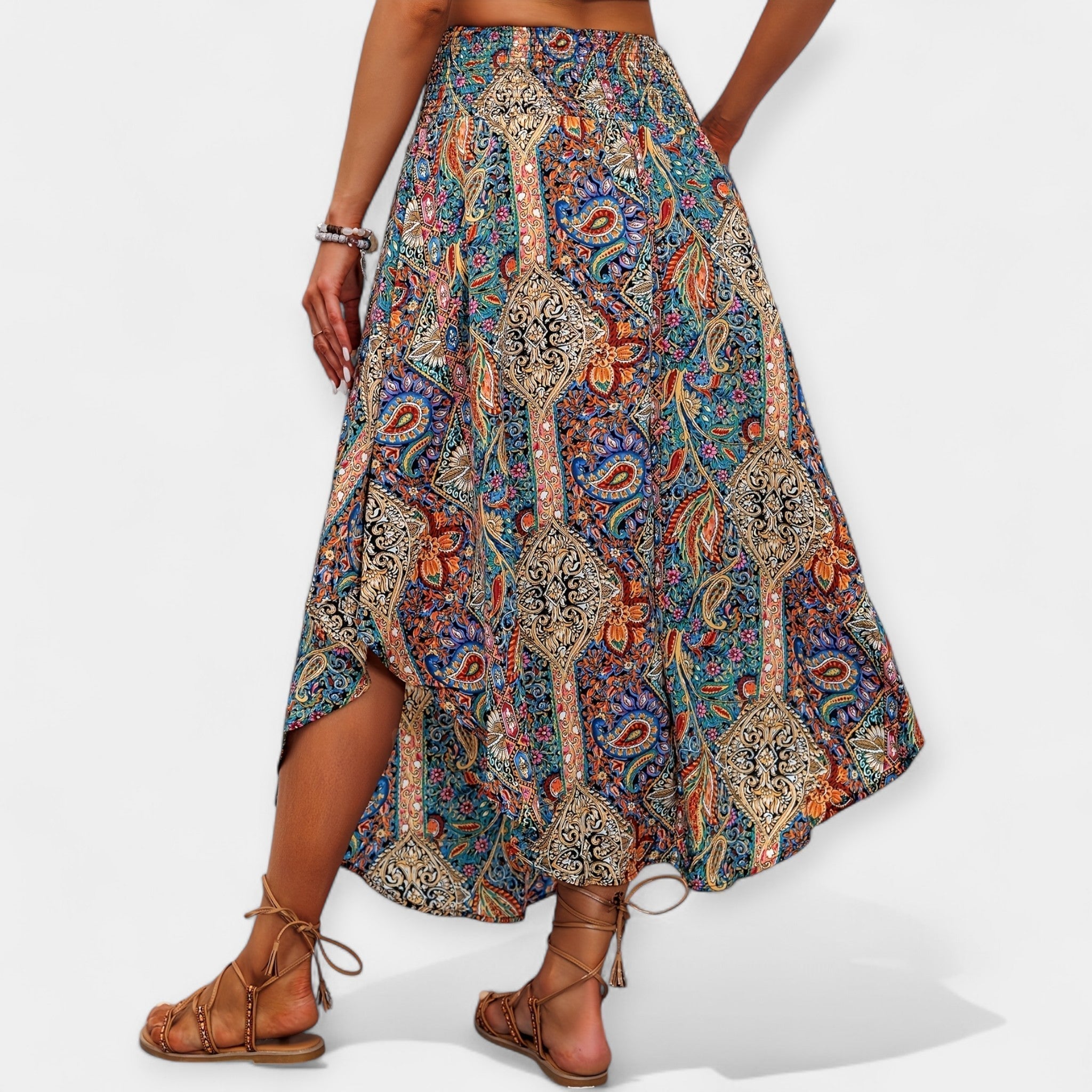 Saia Floral Midi de Cintura Alta - Ines Braga