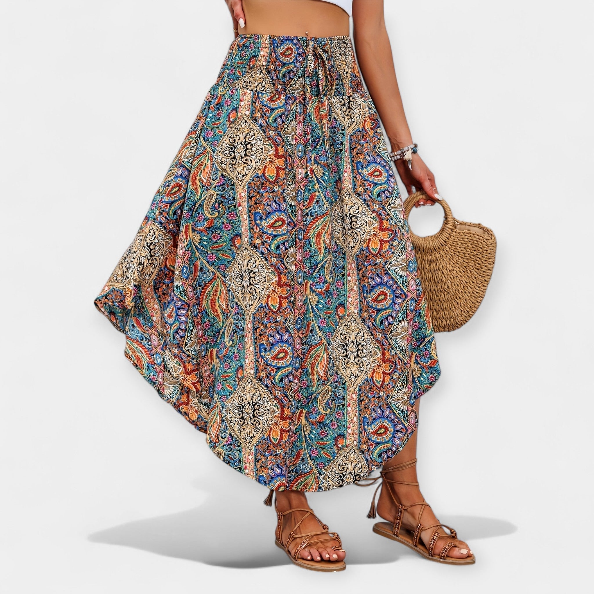 Saia Floral Midi de Cintura Alta - Ines Braga