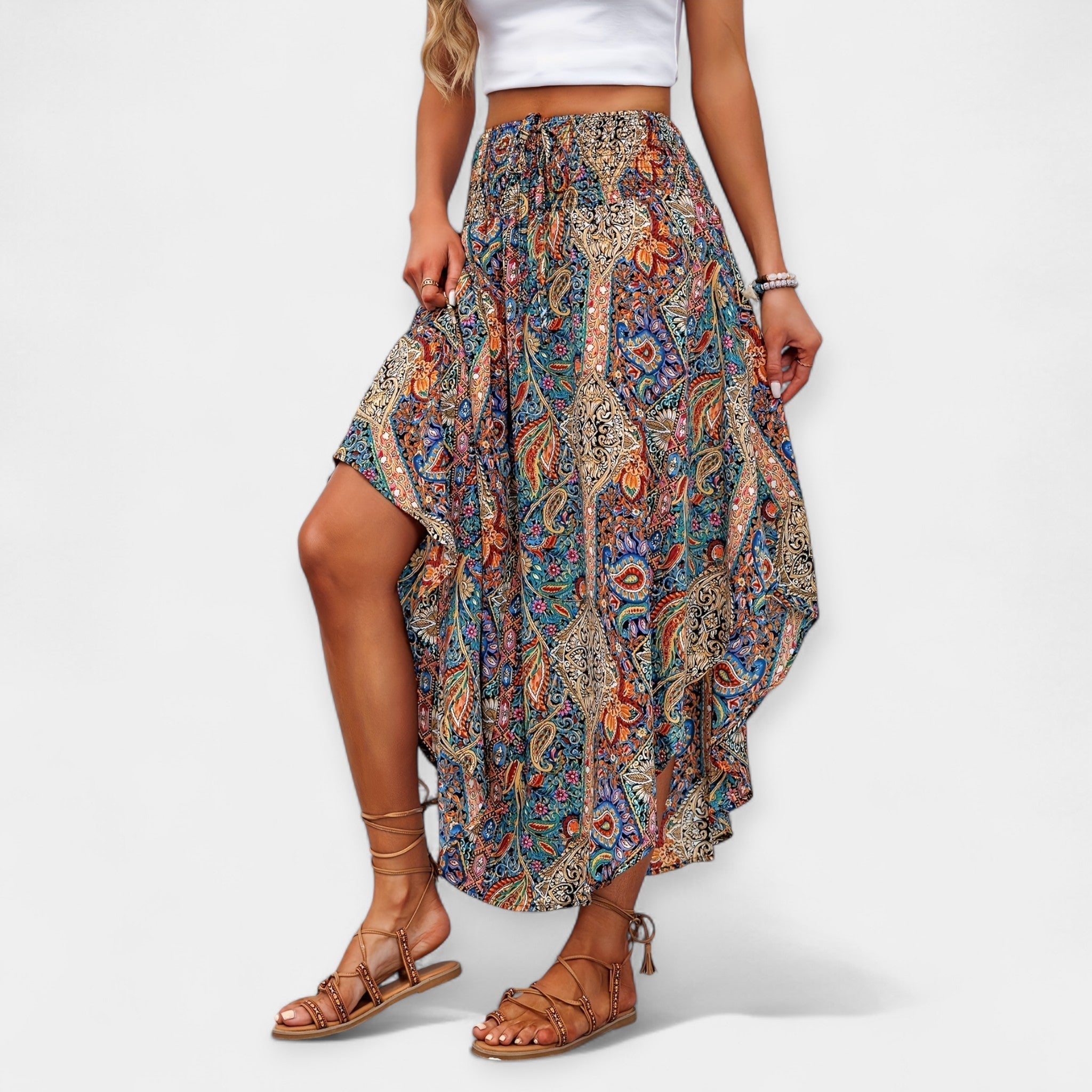 Saia Floral Midi de Cintura Alta - Ines Braga