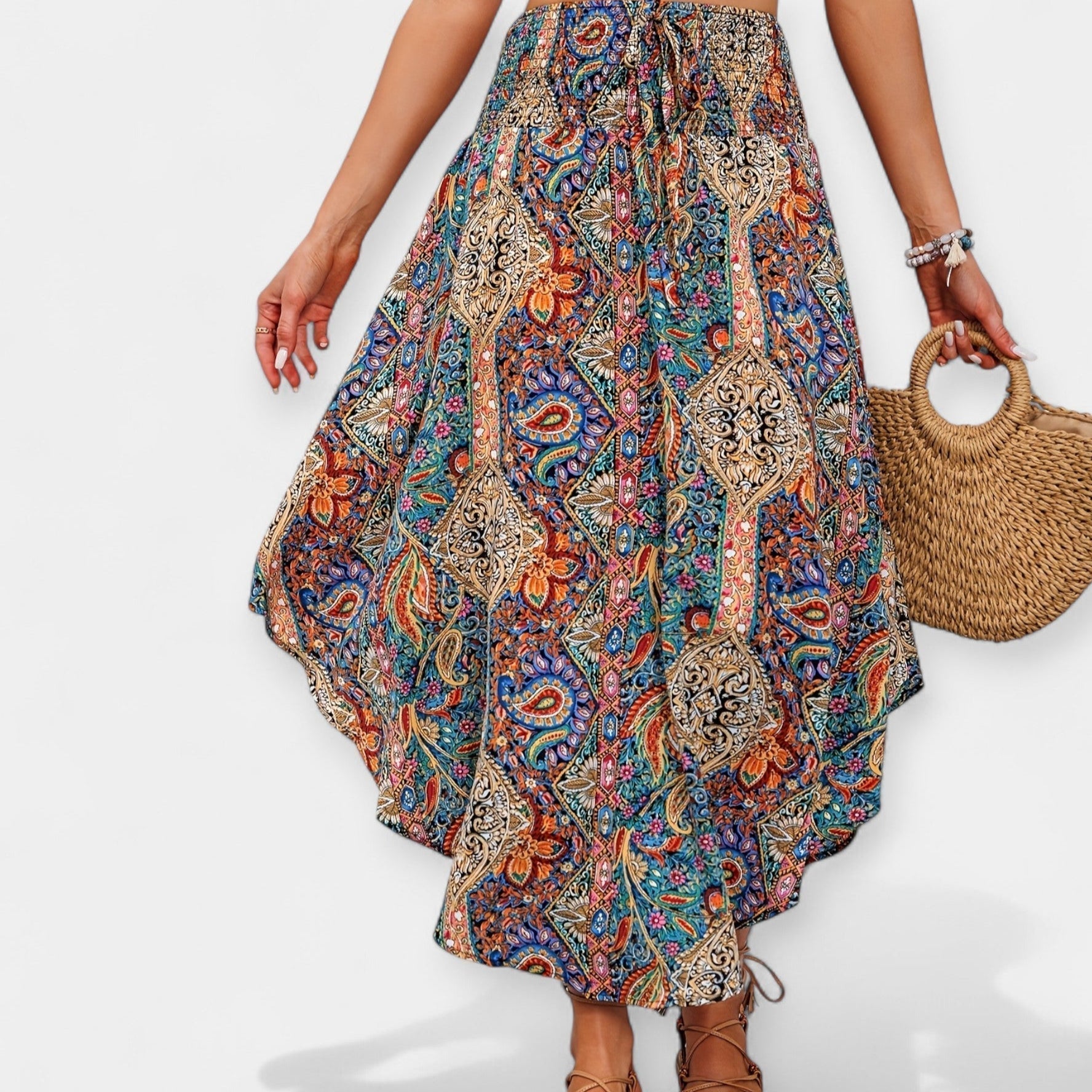 Saia Floral Midi de Cintura Alta - Ines Braga