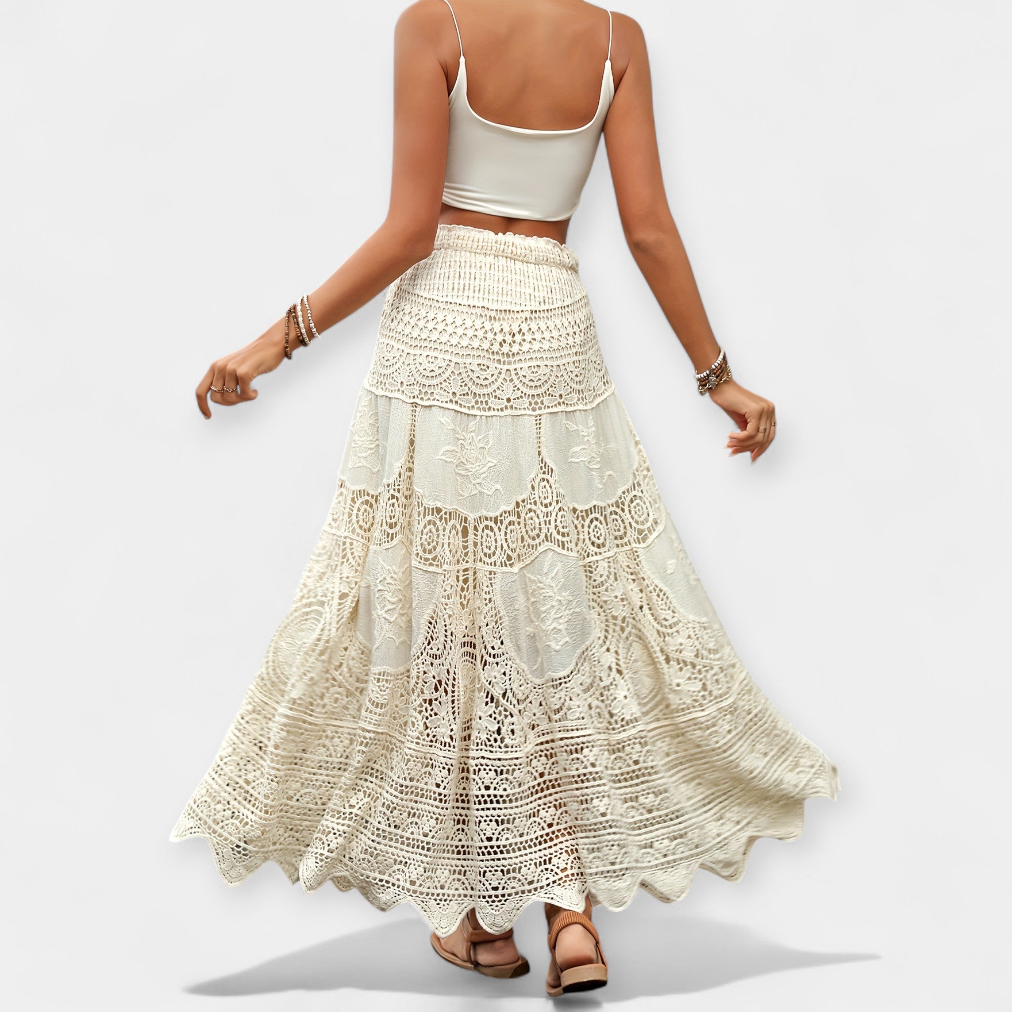 Saia midi com renda - Ines Braga