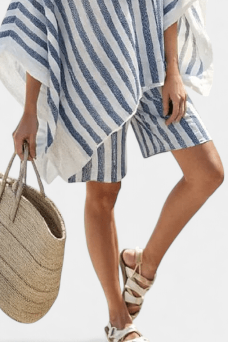 Salomé | Conjunto Listrado Nancy Blusa Confortável Shorts - Ines Braga