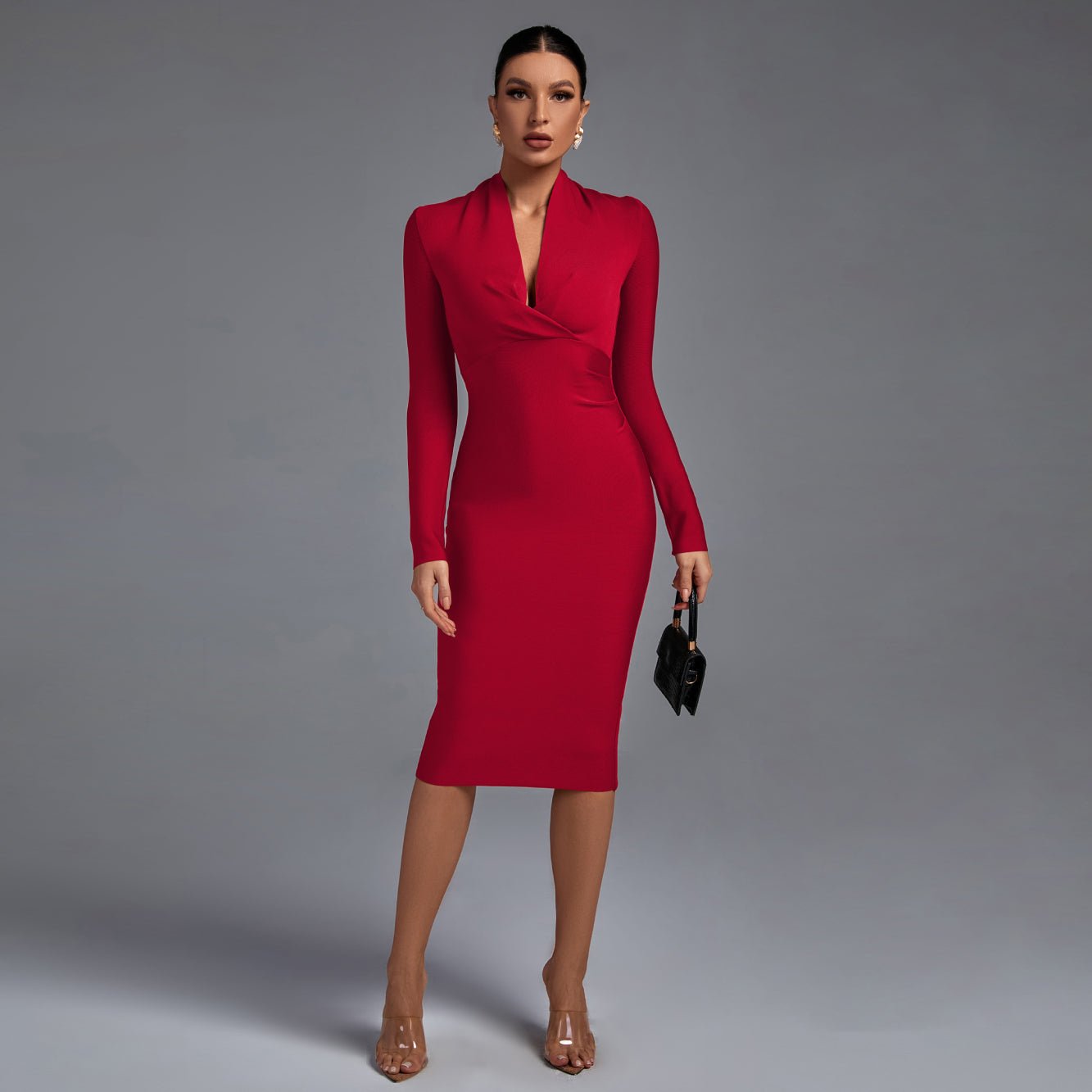 Samara | Vestido de Manga Comprida com Decote em V - Ines Braga