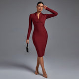 Samara | Vestido de Manga Comprida com Decote em V - Ines Braga