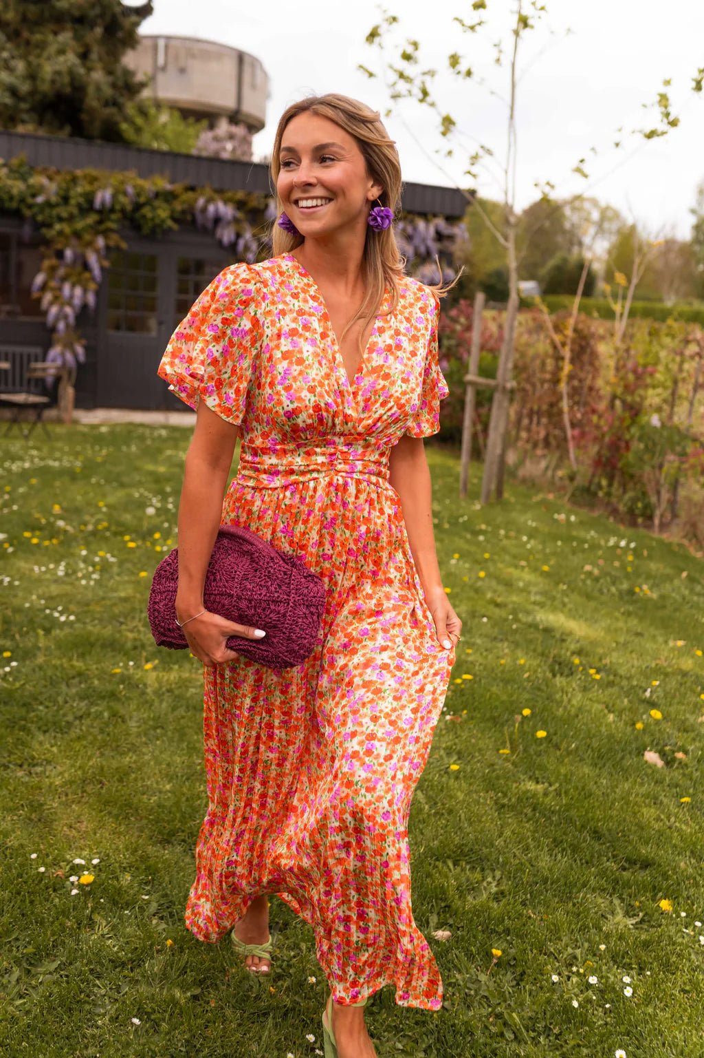 Sandra | Vestido maxi elegante com decote em V - Ines Braga