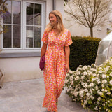 Sandra | Vestido maxi elegante com decote em V - Ines Braga