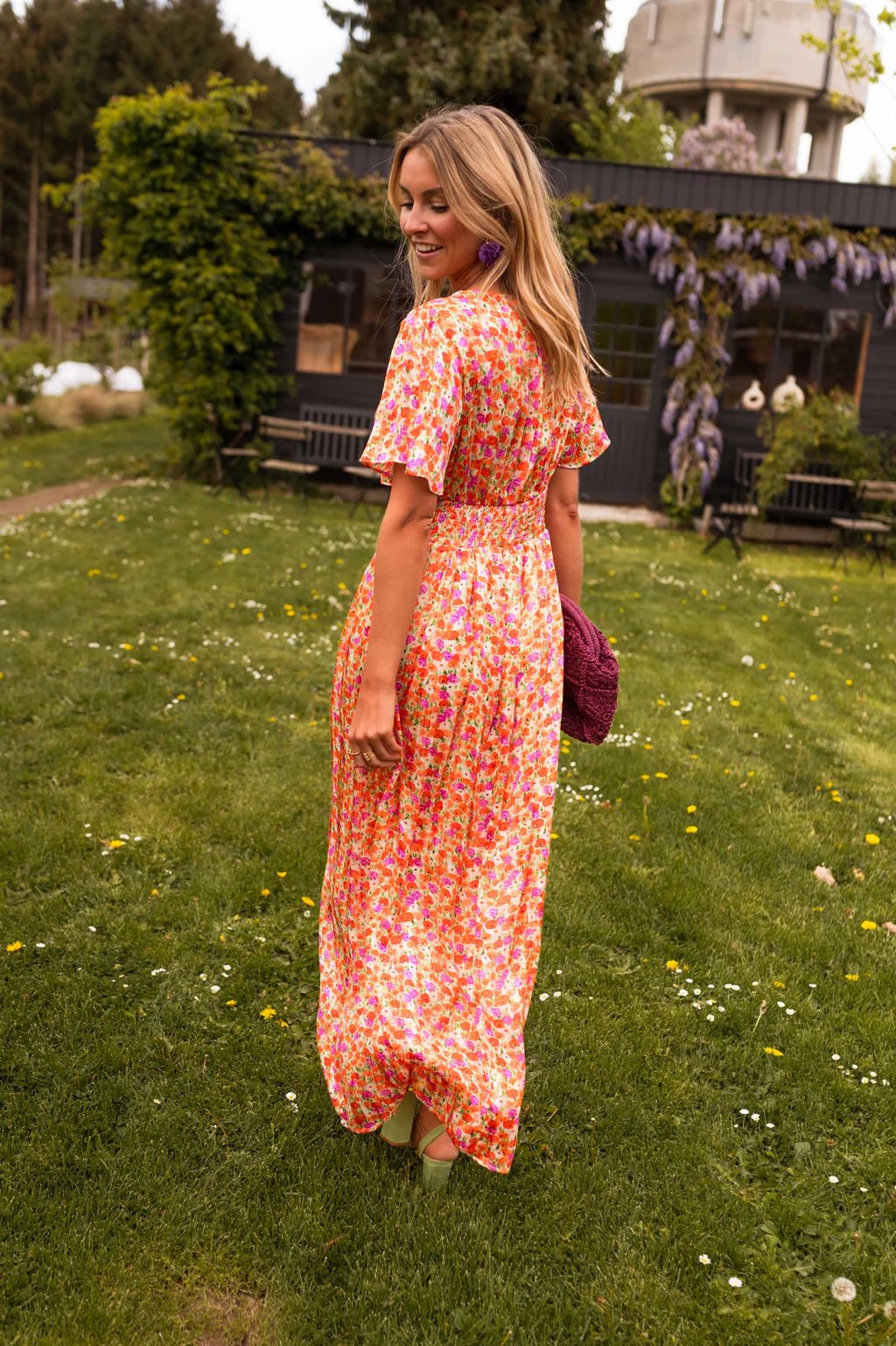 Sandra | Vestido maxi elegante com decote em V - Ines Braga
