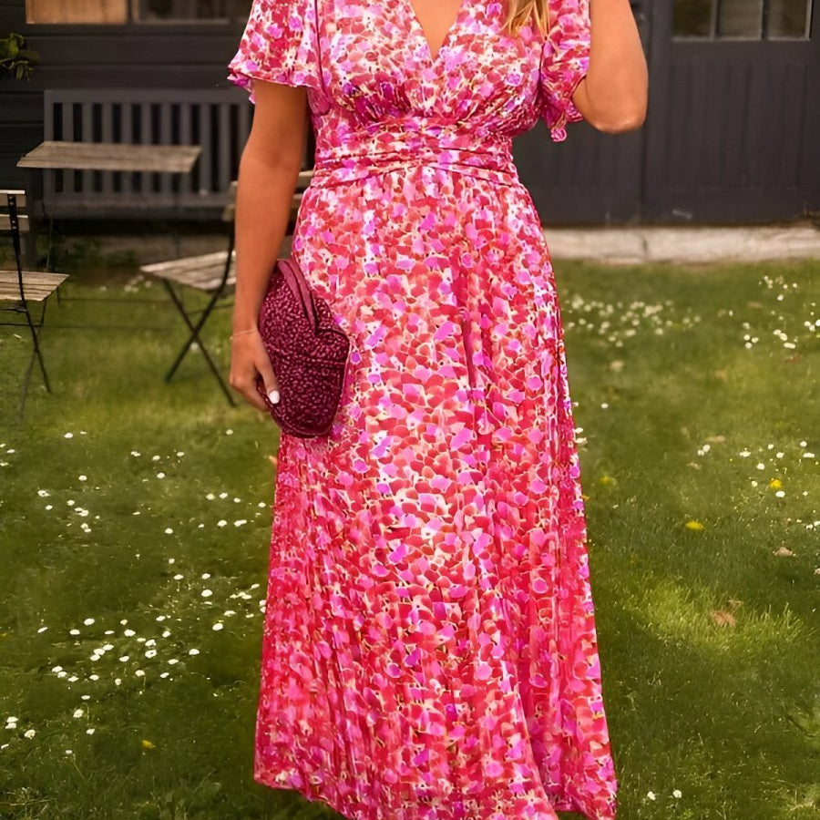 Sandra | Vestido maxi elegante com decote em V - Ines Braga