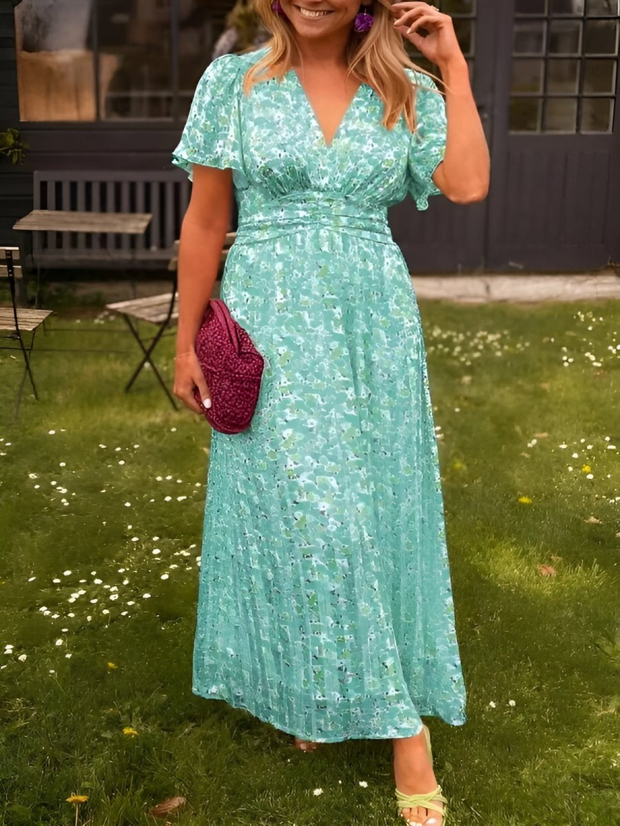 Sandra | Vestido maxi elegante com decote em V - Ines Braga