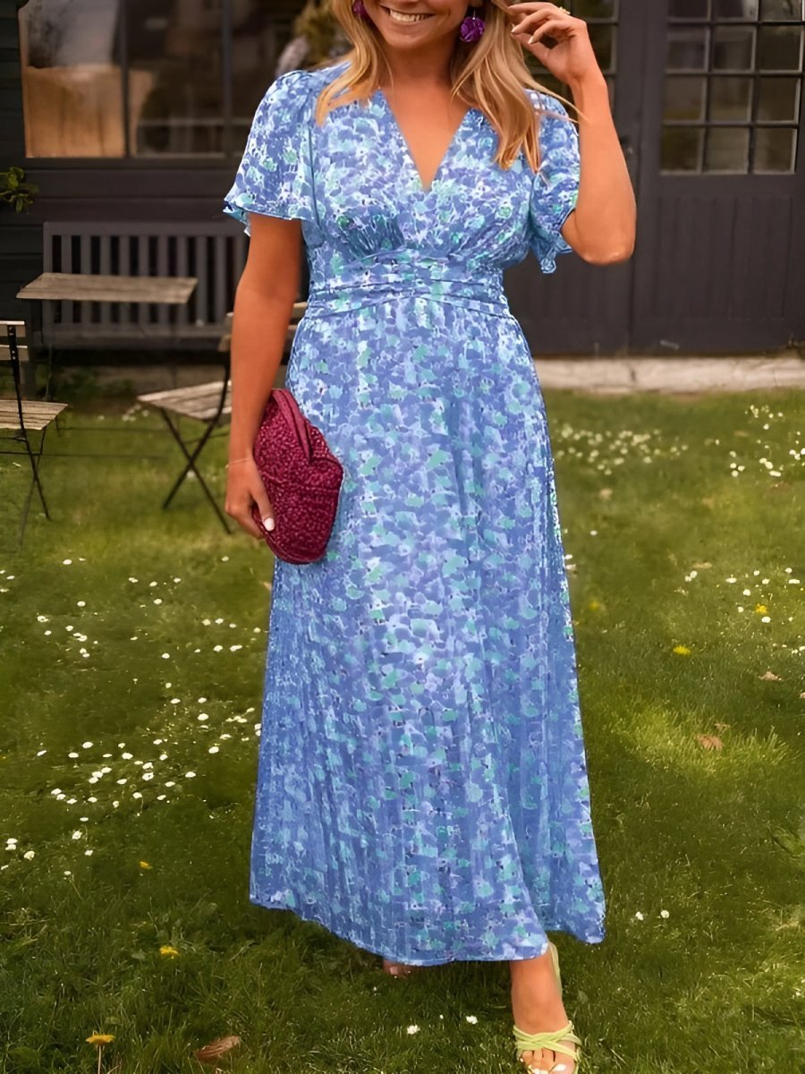 Sandra | Vestido maxi elegante com decote em V - Ines Braga